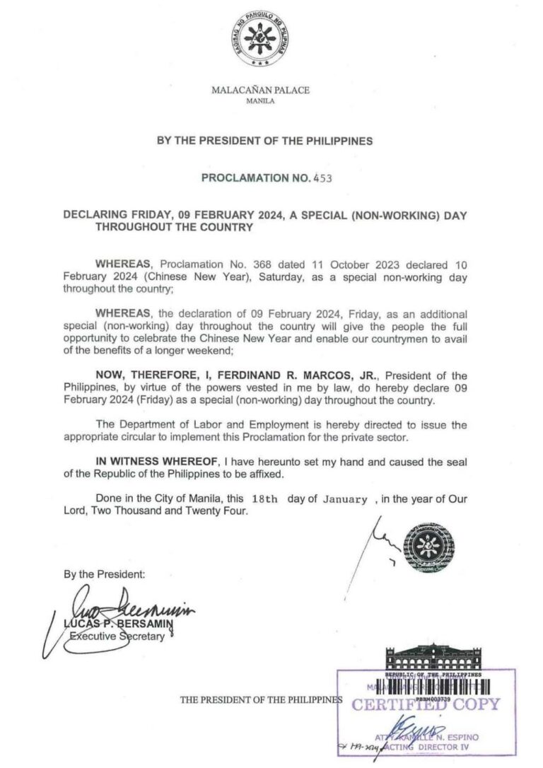Proclamation No. 453, s.2024 Bacoor Government Center