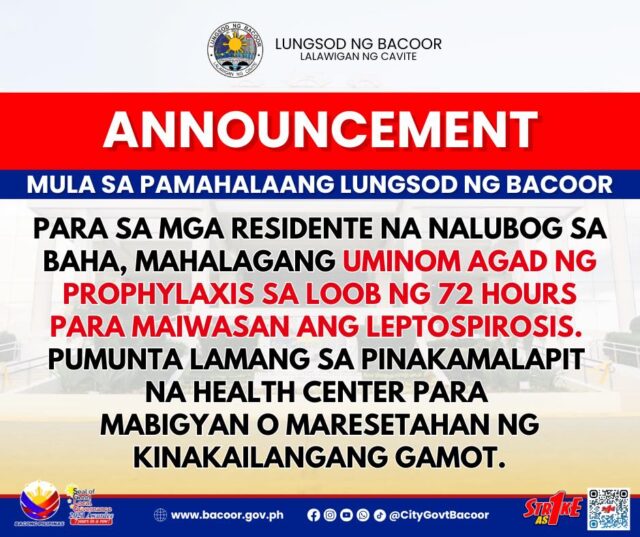 Prophylaxis para sa Leptospirosis | Bacoor Government Center